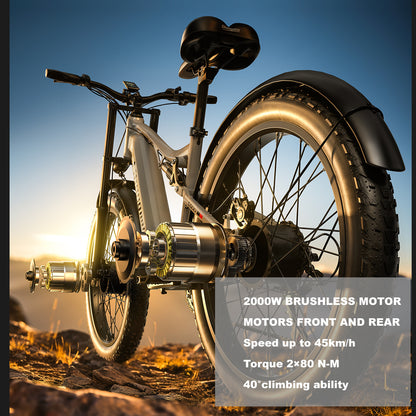 Shengmilo S600 Dual Motor Electric Bike 48V 17.5Ah 26" Fat Tire Ebike Oil brake