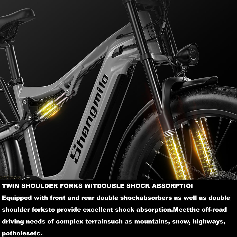 Shengmilo S600 Dual Motor Electric Bike 48V 17.5Ah 26" Fat Tire Ebike Oil brake