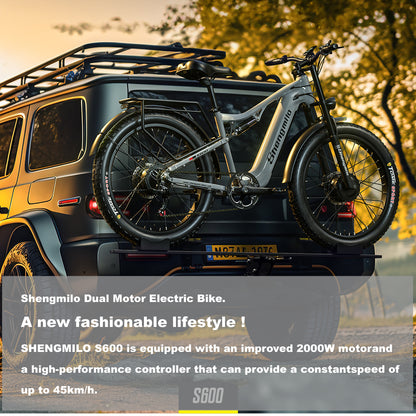 Shengmilo S600 Dual Motor Electric Bike 48V 17.5Ah 26" Fat Tire Ebike Oil brake