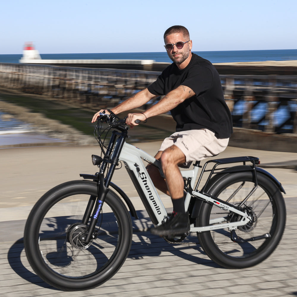 Shengmilo S600 Dual Motor Electric Bike 48V 17.5Ah 26" Fat Tire Ebike Oil brake