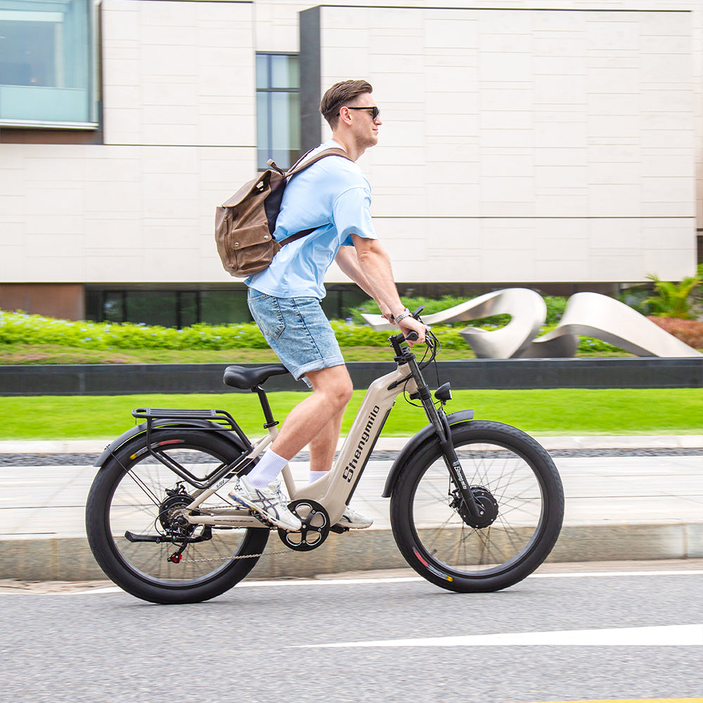 26" Electric Bike 48V 17.5Ah Dual Motor Fat Tyre E-Mountain Bike City E-bike