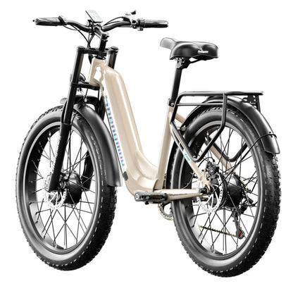 26" Electric Bike 48V 17.5Ah Dual Motor Fat Tyre E-Mountain Bike City E-bike