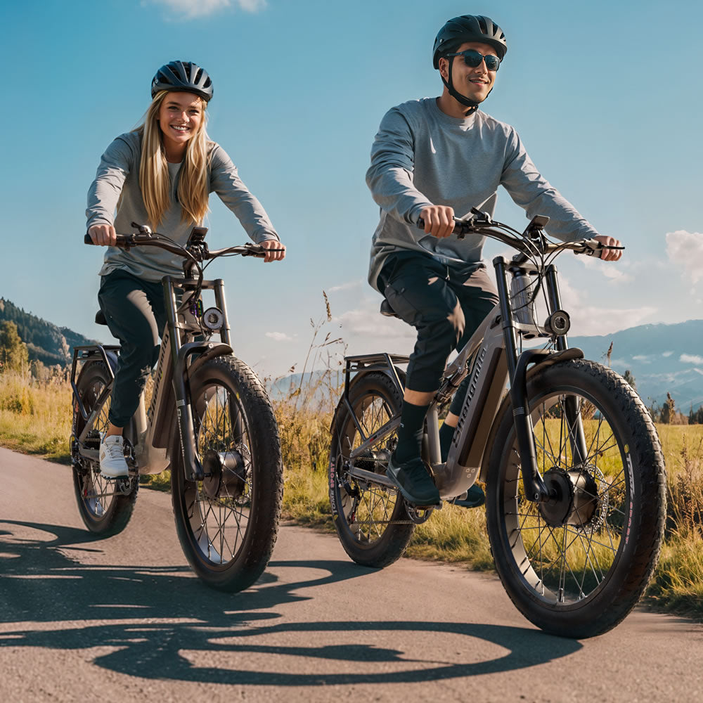 26" Electric Bike 48V 17.5Ah Dual Motor Fat Tyre E-Mountain Bike City E-bike