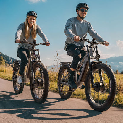 26" Electric Bike 48V 17.5Ah Dual Motor Fat Tyre E-Mountain Bike City E-bike